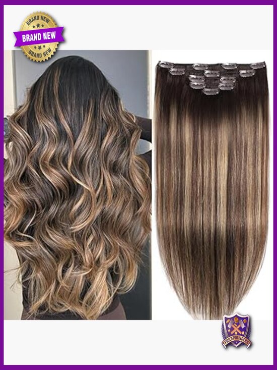 22 Inch Straight Clip In Hair Extensions 5pcs 80g Remy Human Hair Balayage main image 4